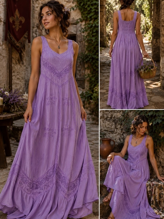 HolyClothing Dresses & Skirts - Lavender Renaissance Maxi Dress - Sleeveless Scoop Neck